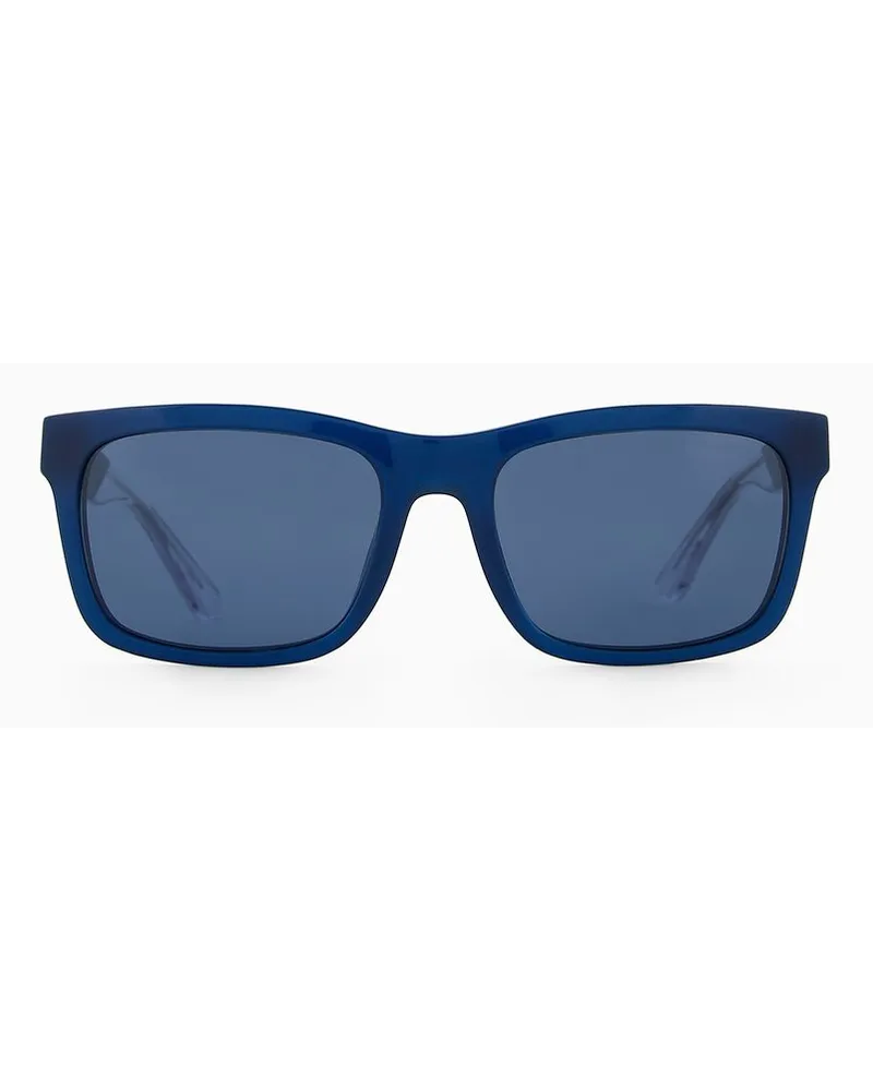 Emporio Armani Sonnenbrille mit Rechteckiger Fassung Für Herren Blau