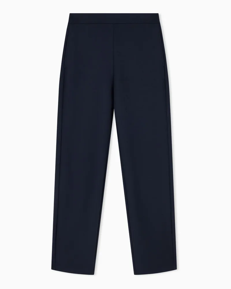 Emporio Armani Jerseyhose mit geradem Bein aus Doubleface-Interlock Blau