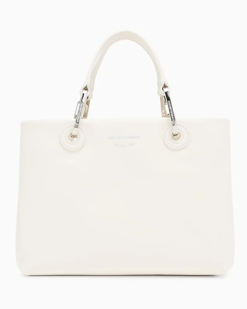 Emporio Armani MyEA kleiner Shopper aus Nappaleder Weiß