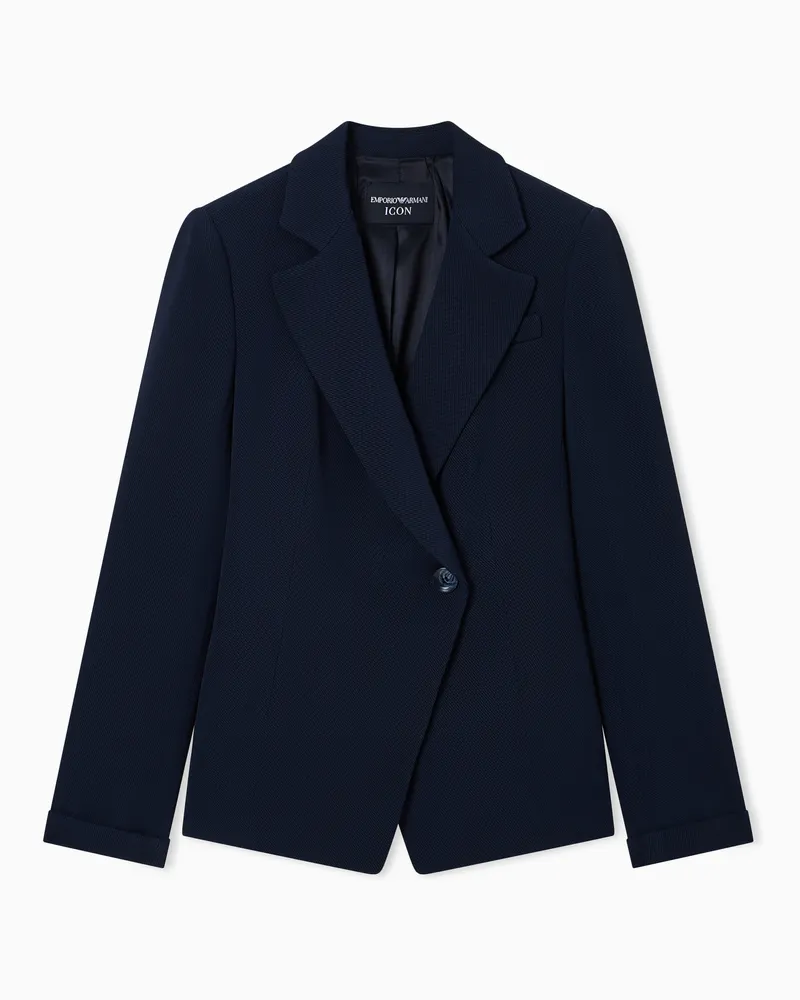 Emporio Armani Icon einreihiges Sakko aus fließendem Funktionsgewebe Blau