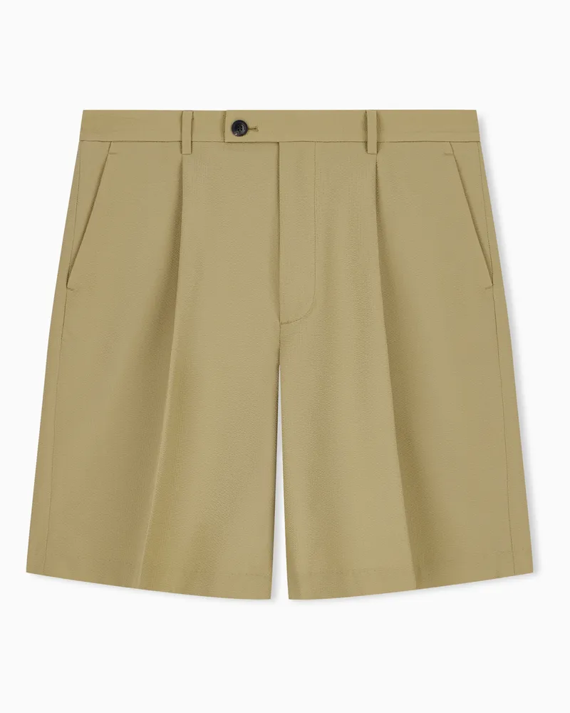 Emporio Armani Bermudashorts aus Seersucker mit Daunenfüllung Beige