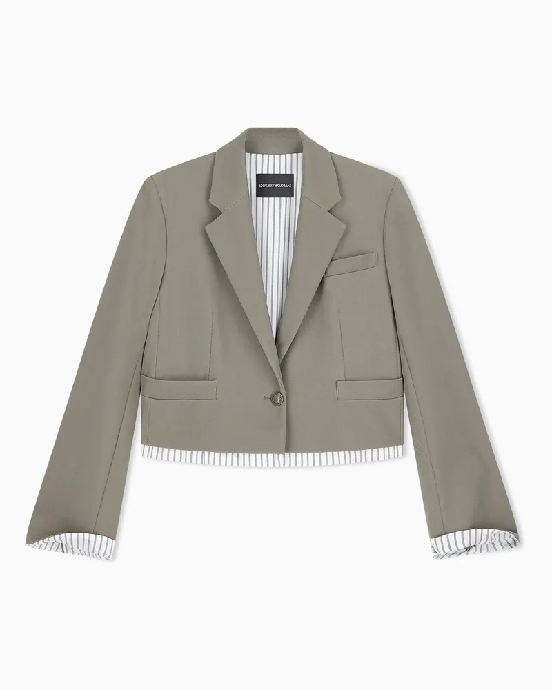 Emporio Armani Cropped-Blazer aus Stretch-Gabardine Beige