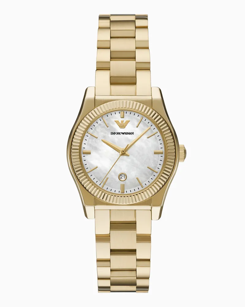 Emporio Armani Edelstahl-Uhr mit drei Zeigern und Datumsanzeige Mehrfarbig