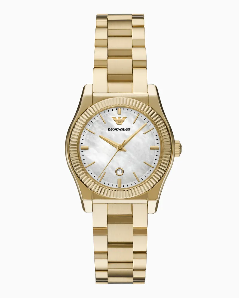 Emporio Armani Edelstahl-Uhr mit drei Zeigern und Datumsanzeige Mehrfarbig