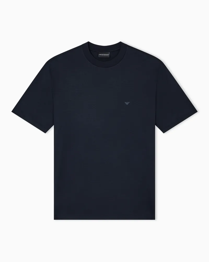 Emporio Armani Travel Essential T-Shirt aus einer Jersey-Lyocell-Mischung Marineblau
