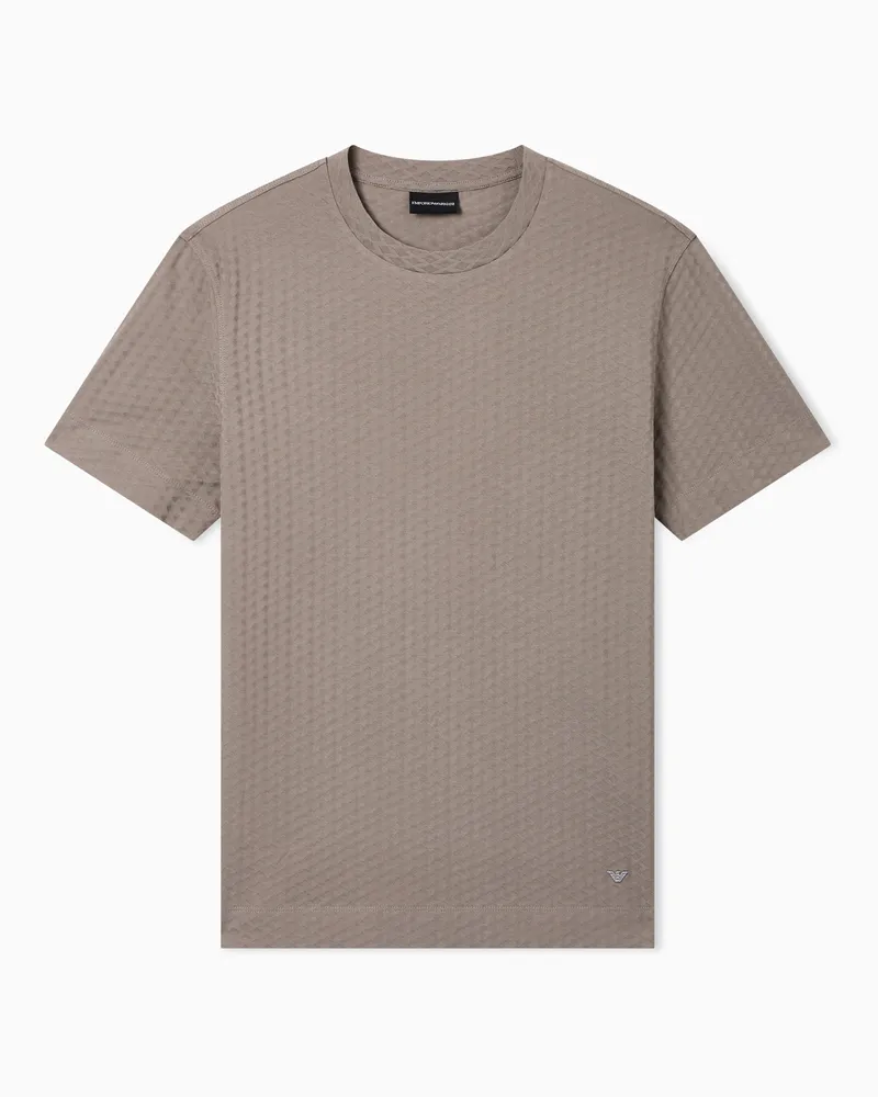 Emporio Armani ASV T-Shirt aus Jersey in Jacquard-Stoff-Verarbeitung Beige