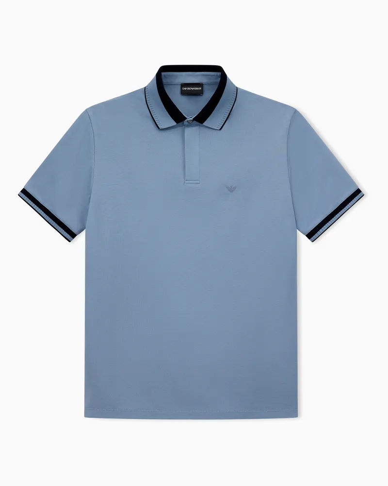 Emporio Armani Regular Fit Poloshirt aus Baumwollpikee Hellblau