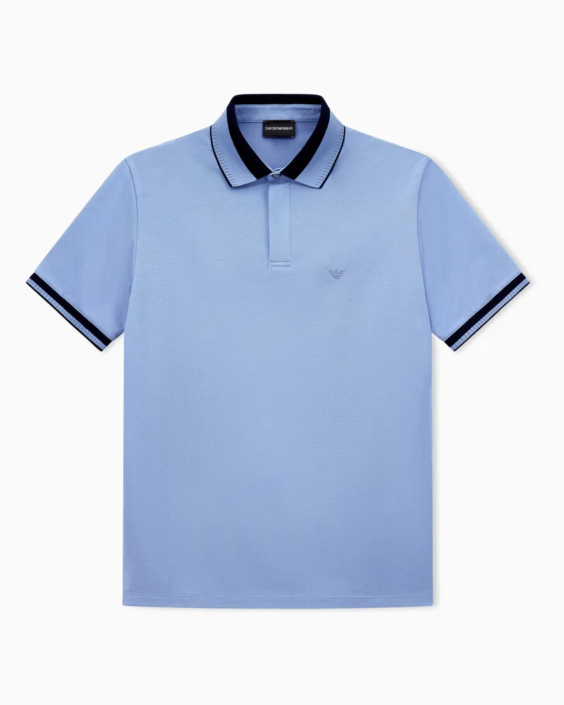 Emporio Armani Regular Fit Poloshirt aus Baumwollpikee Hellblau
