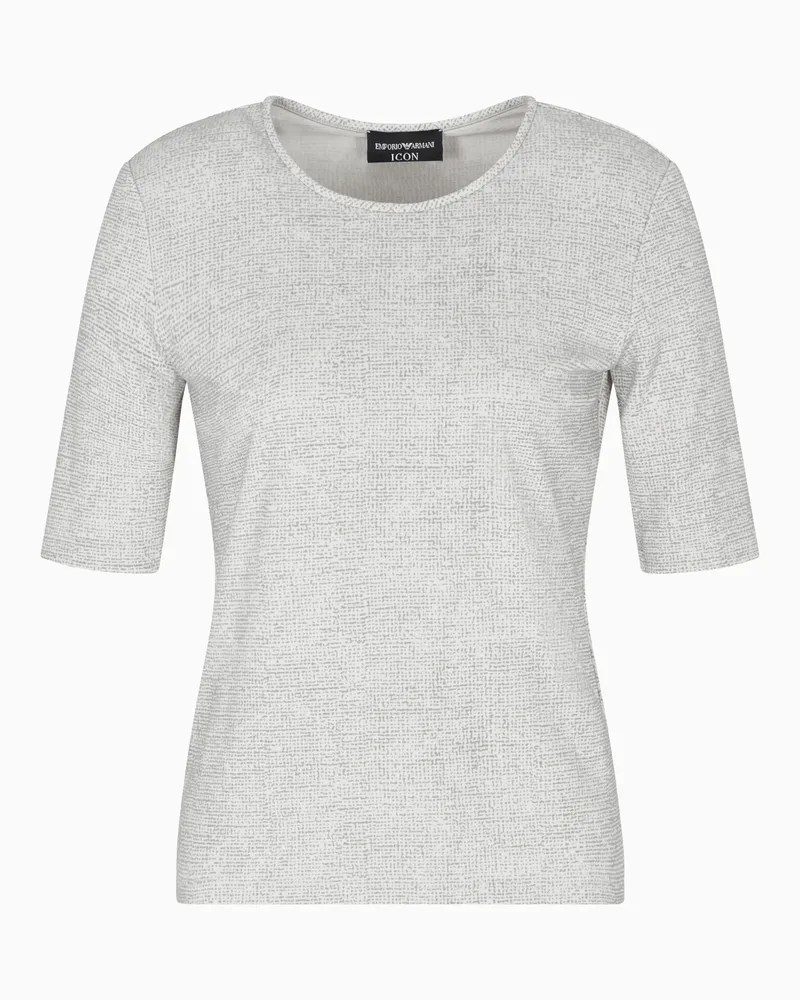 Emporio Armani T-Shirt Icon aus Interlock-Jersey mit Krepp-Optik und Flockmuster Grau