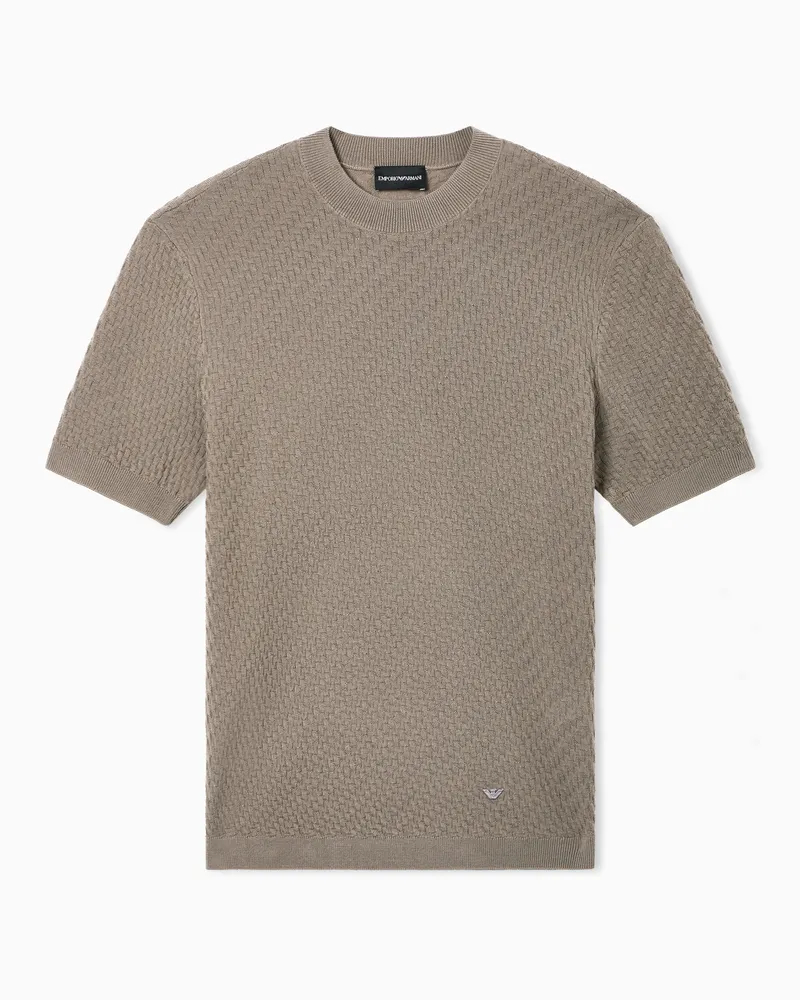 Emporio Armani Pullover aus strukturierter Schurwolle Beige