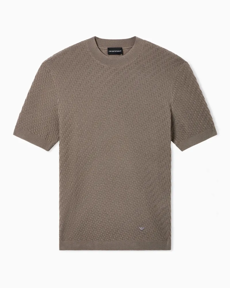 Emporio Armani Pullover aus strukturierter Schurwolle Beige
