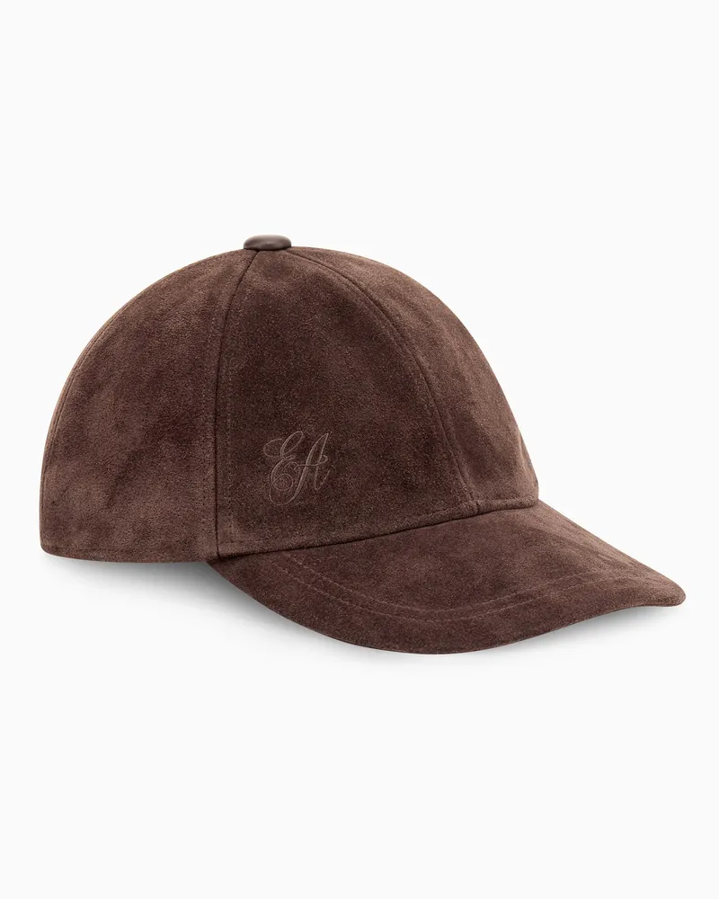 Emporio Armani Baseballkappe aus Wildleder mit verstellbarem Riemen Braun