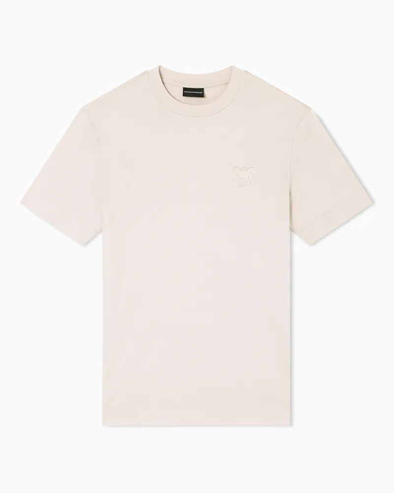 Emporio Armani ASV T-Shirt mit gewölbtem Logo, gefertigt aus einer Jersey-Lyocell-Mischung Beige