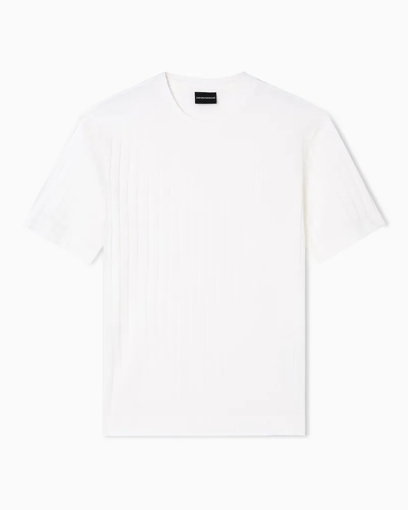Emporio Armani ASV T-Shirt aus Jersey in Jacquard-Stoff-Verarbeitung mit sich wiederholendem Adler-Muster Weiß