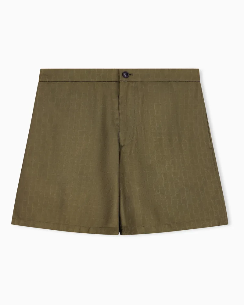 Emporio Armani Bermudashorts Regular aus Tencel Lyocell Jacquard Grün