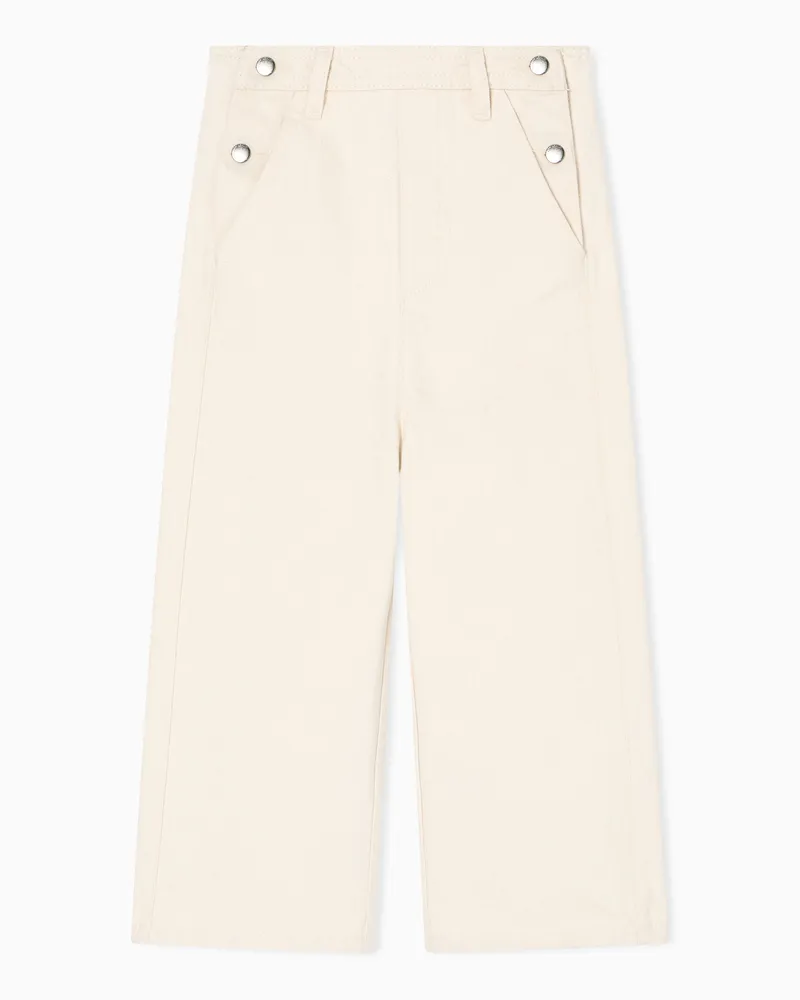 Emporio Armani Bequeme Hose mit weitem Bein, gefertigt aus Twill Weiß