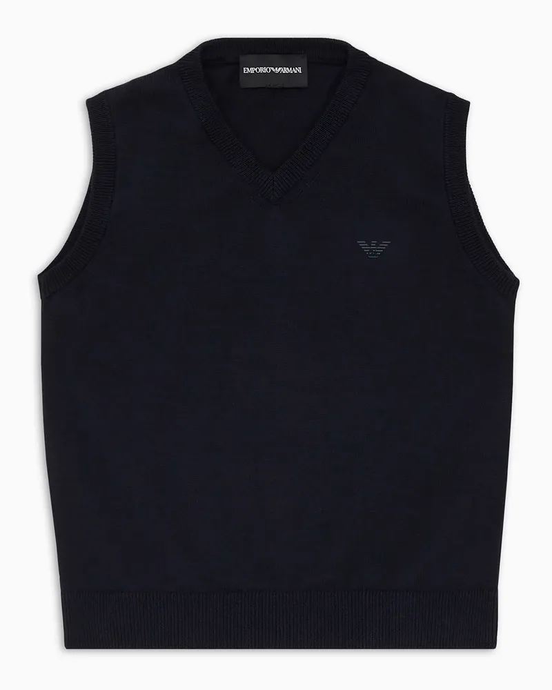 Emporio Armani Weste mit V-Ausschnitt in Rispenstichverarbeitung Blau