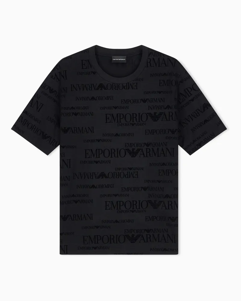 Emporio Armani T-Shirt aus Lyocell und Baumwolljersey Schwarz