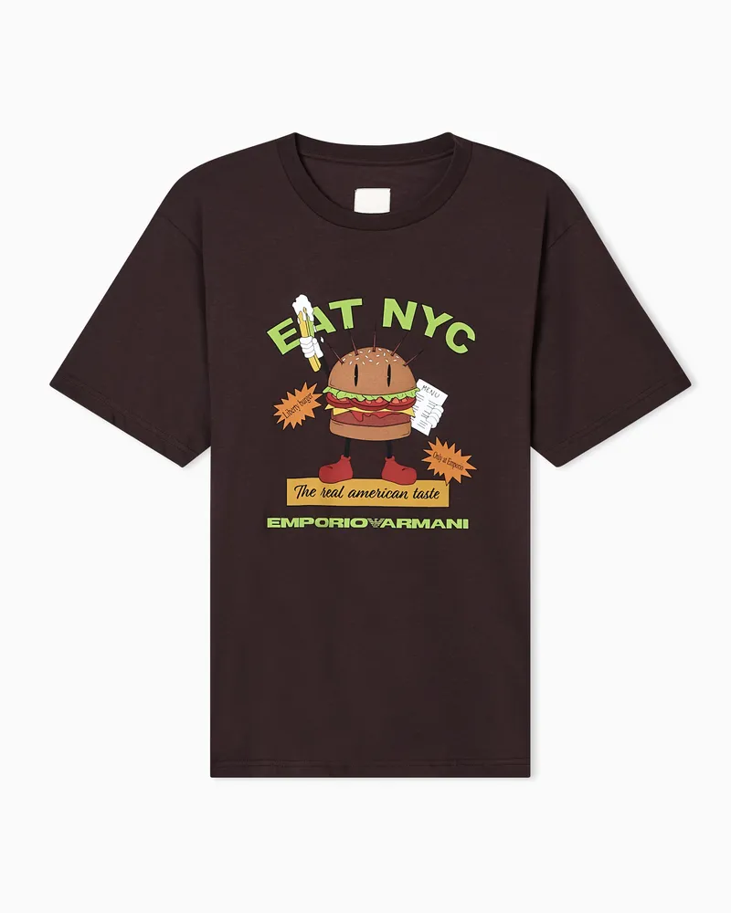 Emporio Armani EAT NYC Jersey-T-Shirt mit Print aus der New York Sonderkollektion Braun