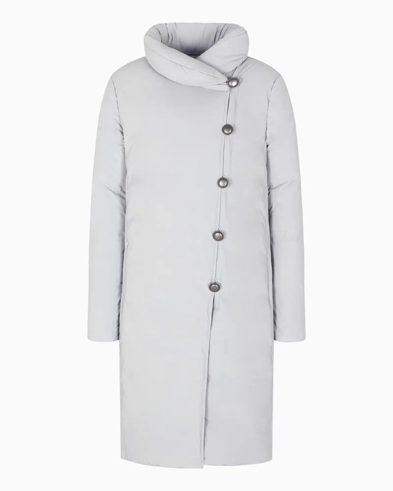 Emporio Armani Lange ASV Daunenjacke aus wasserabweisendem Stretch-Nylon Grau