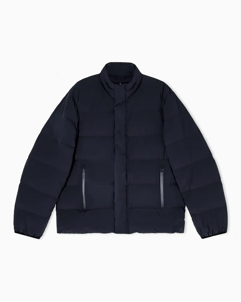 Emporio Armani Daunenjacke aus wasserabweisendem und recyceltem Nylon-Spandex mit Steppmuster Marineblau