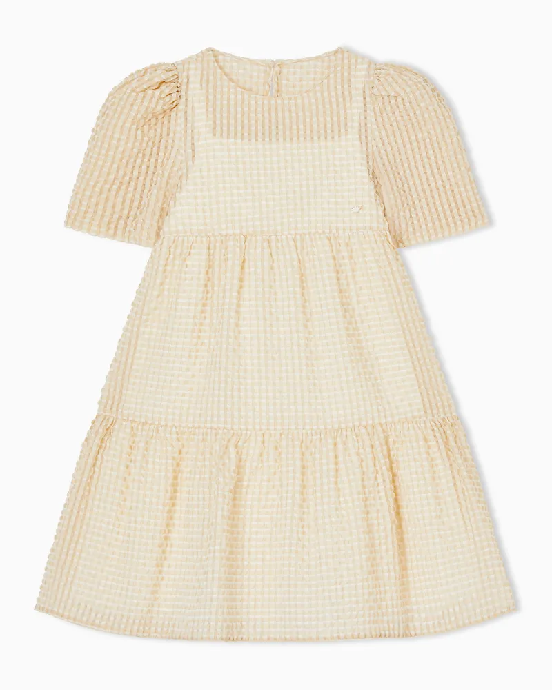 Emporio Armani Kleid aus Jacquard-Stoff mit Vichy-Muster Gelb