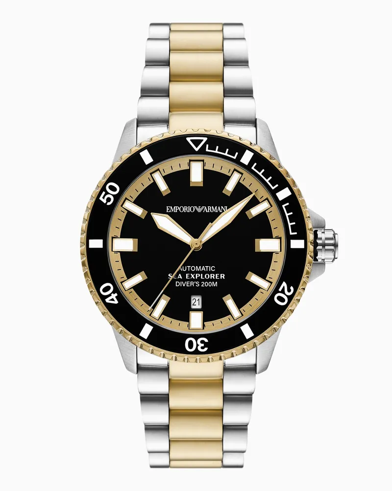 Emporio Armani Zweifarbige Sea Explorer Automatikuhr aus Edelstahl Mehrfarbig