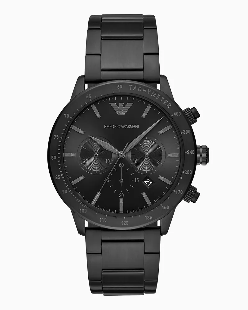 Emporio Armani Herren-Chronograph mit schwarzem Edelstahlarmband Mehrfarbig