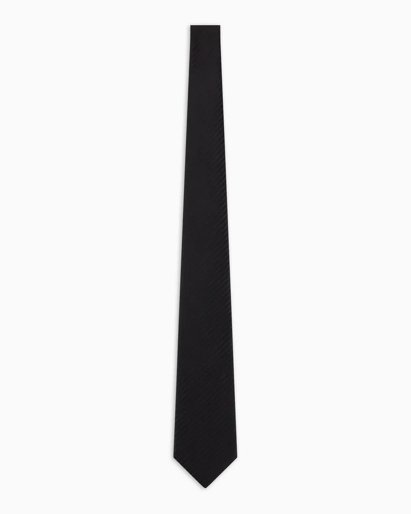 Emporio Armani Krawatte aus reiner Seide mit kleinem Jacquard-Motiv Schwarz