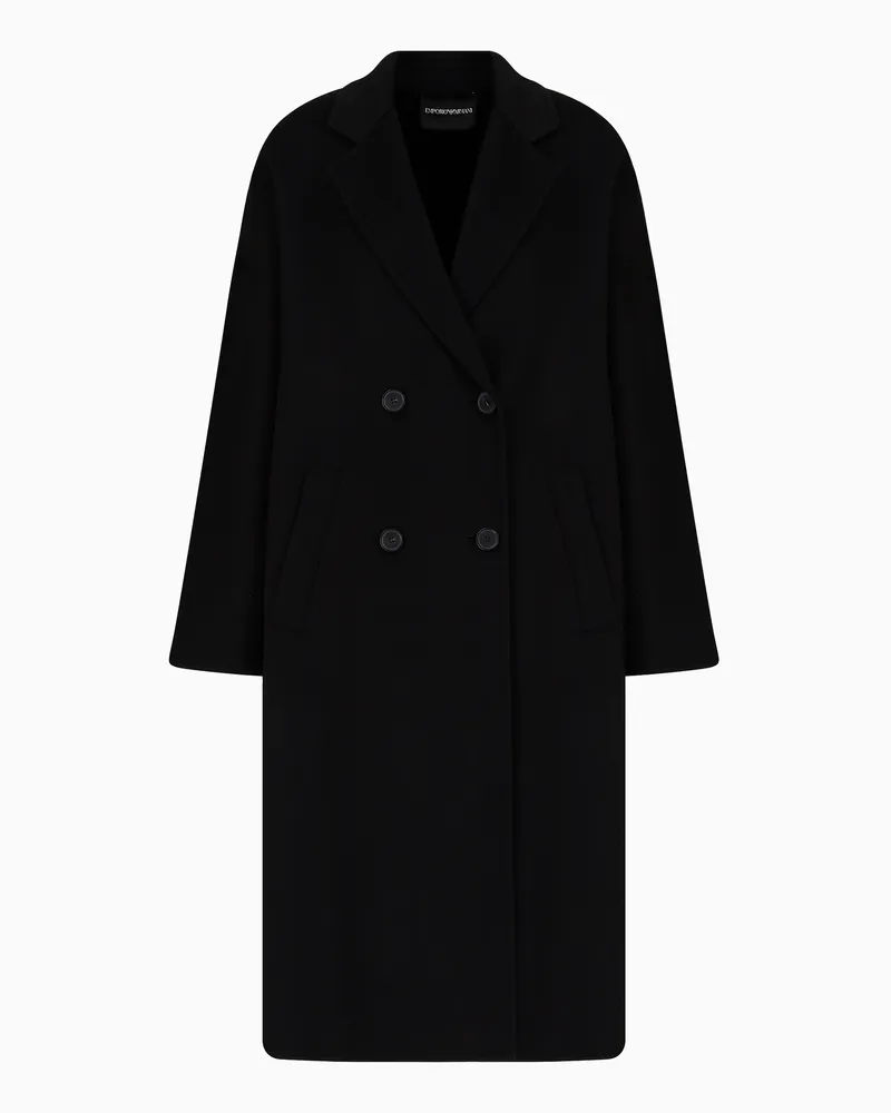 Emporio Armani Doppelreihiger Mantel aus Wolle-Kaschmir Schwarz