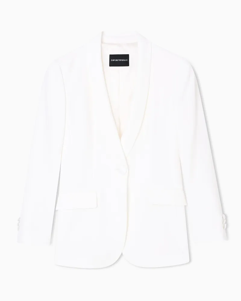 Emporio Armani Einreihiger Blazer aus Enver-Satin Weiß