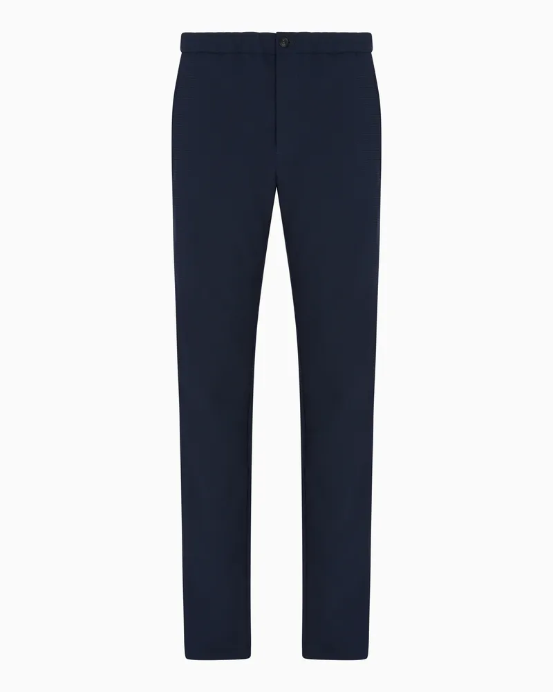 Emporio Armani Hose aus Crêpe-Jersey mit 3D-Pikee-Effekt Blau