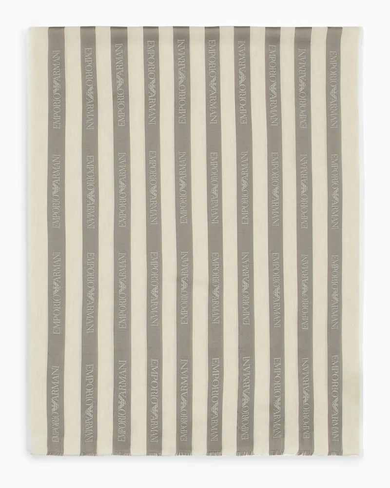Emporio Armani Schal aus Modalmischgebe mit Jacquard-Streifen Grau