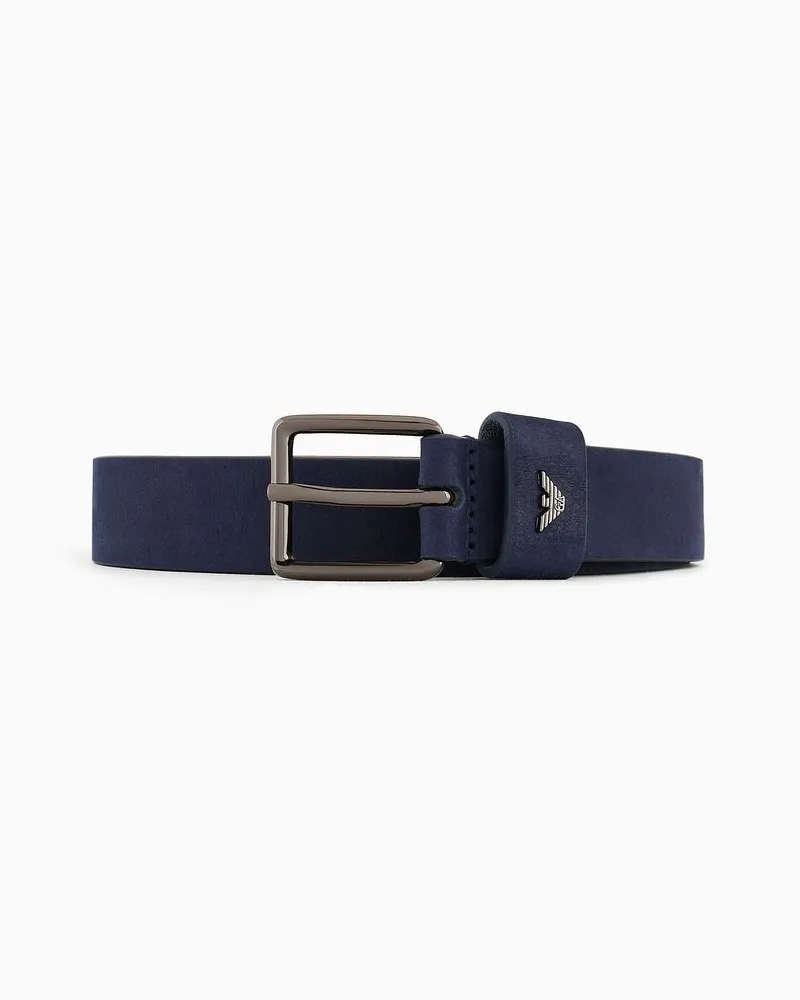 Emporio Armani Gürtel aus Veloursleder Marineblau