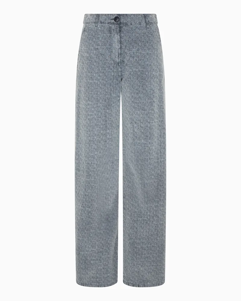 Emporio Armani Flock-Denimhose mit Allover-Chevron-Motiv Grau