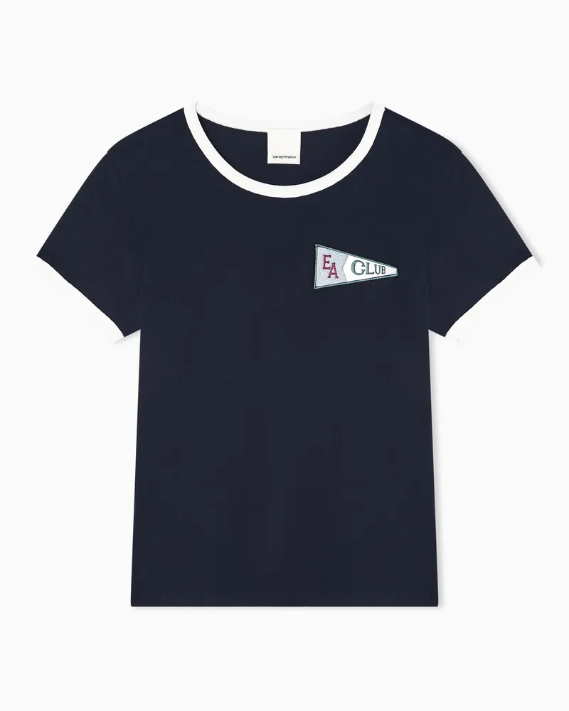 Emporio Armani Jersey T-shirt with Eagle Club patch Marineblau