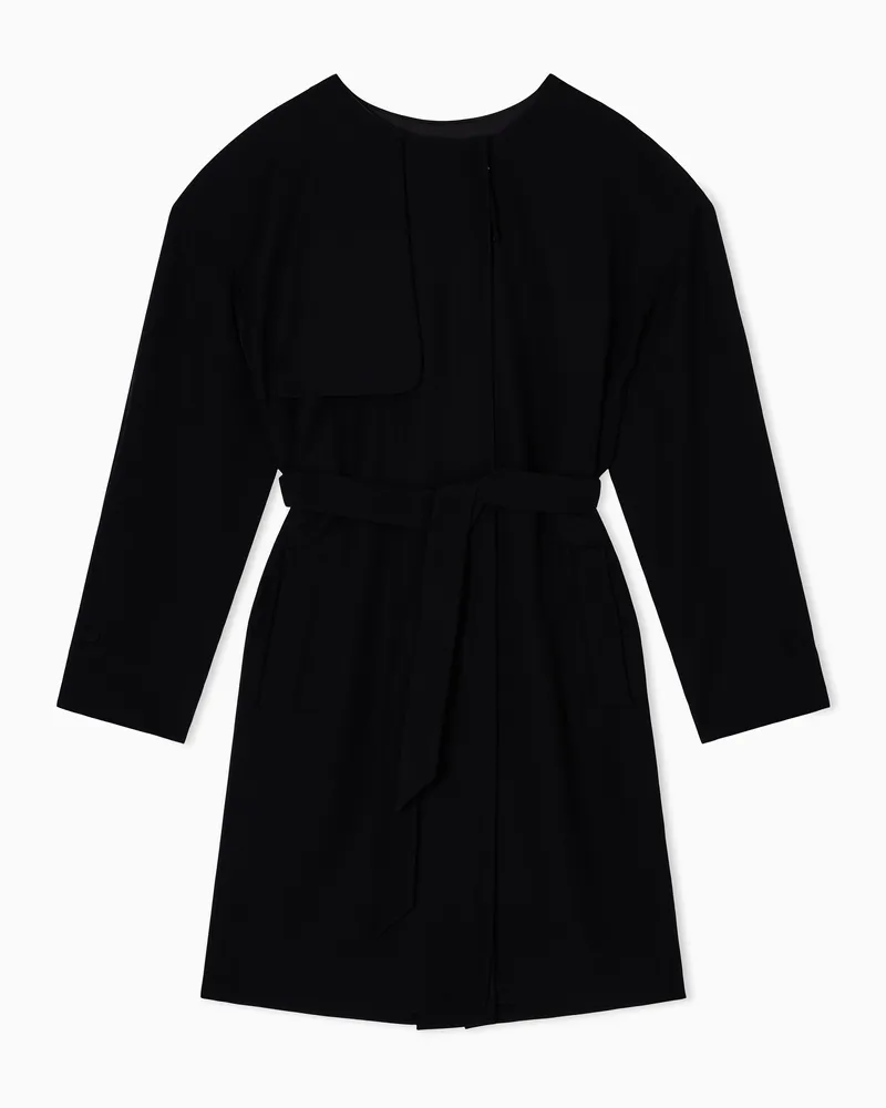 Emporio Armani Trenchcoat mit Gürtel, gefertigt aus Funktions-Cady Schwarz