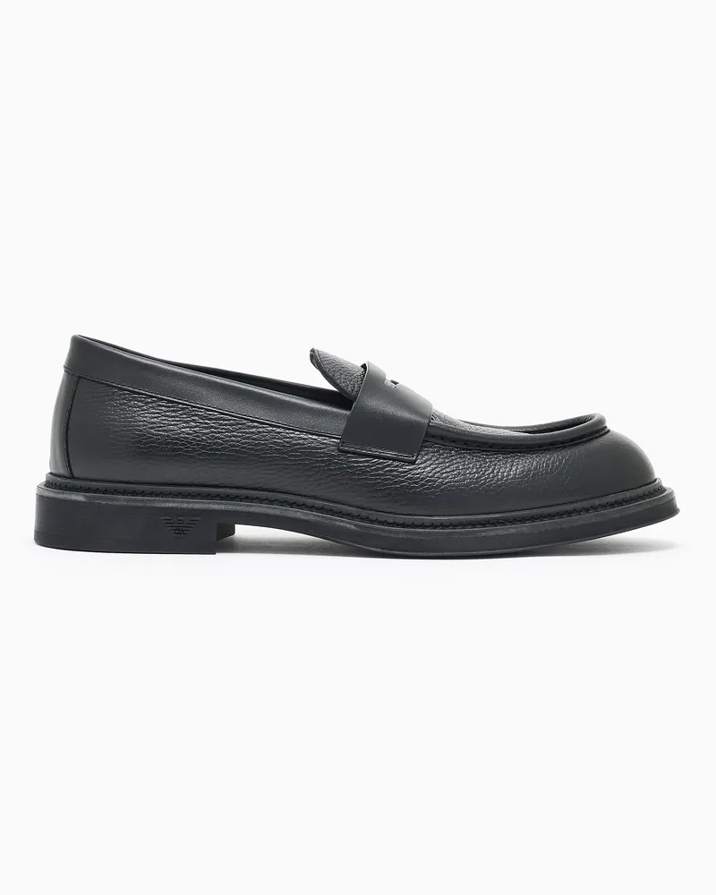 Emporio Armani Mokassins aus genarbtem Leder Schwarz