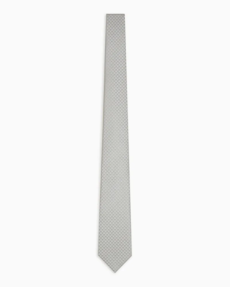 Emporio Armani Krawatte aus reiner Seide mit Jacquard-Monogramm Silber