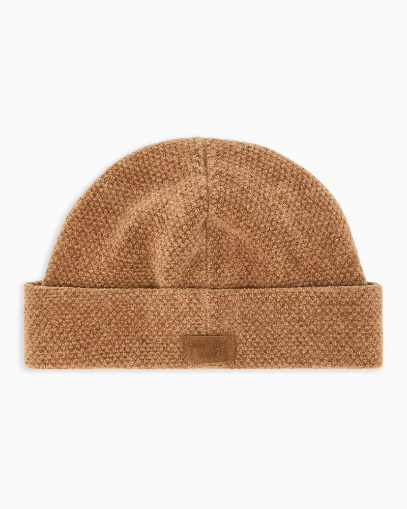 Emporio Armani Chenille-Mütze Icon Braun