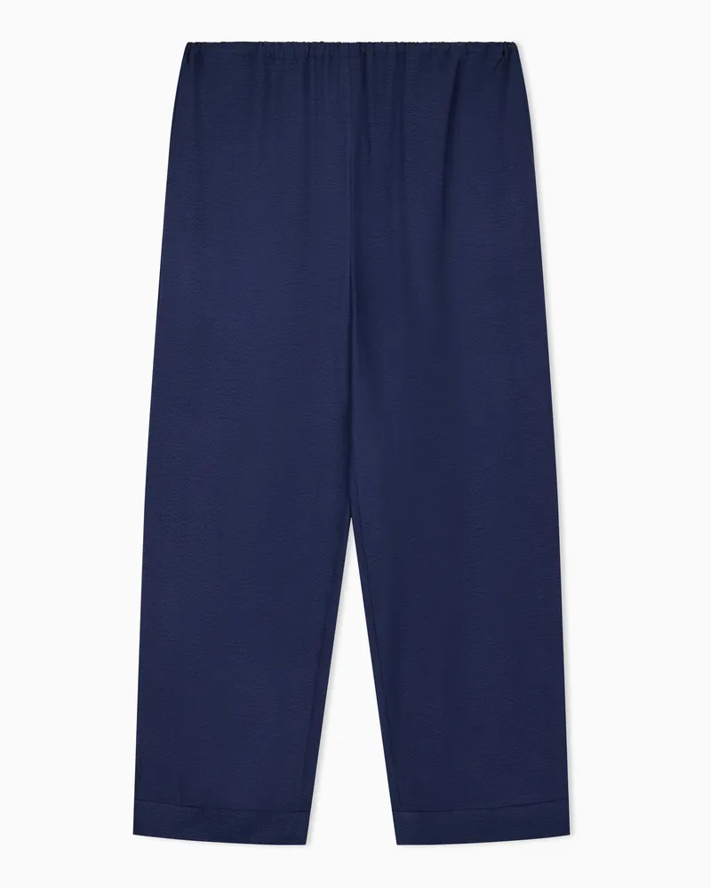 Emporio Armani ASV Hose aus fließendem Jacquard-Stoff mit Mikro-Leopardenmuster Blau