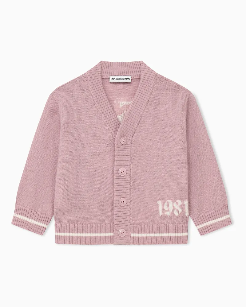 Emporio Armani Cardigan für Kinder mit V-Ausschnitt und Knopfleiste Pink