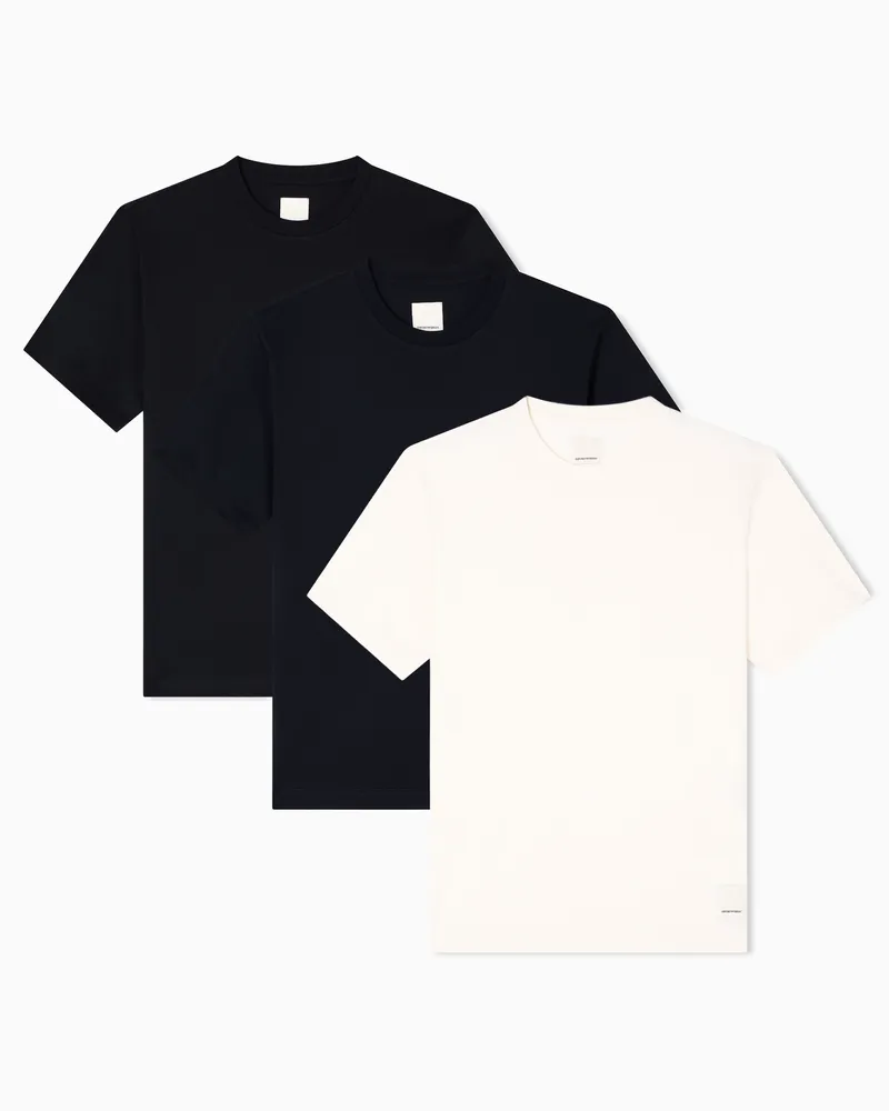 Emporio Armani 3er-Pack T-Shirts aus Jersey mit Logo Weiß
