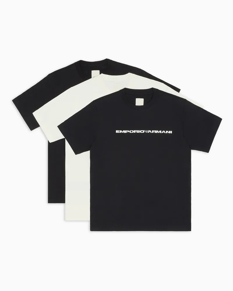 Emporio Armani 3er-Pack T-Shirts aus Jersey mit Logo Weiß