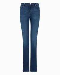 Emporio Armani Asv Jeans J85 mit Hohem Bund und Schmalem, Geradem Bein aus Bio-stretch-denim Im Used-look Mittelblau