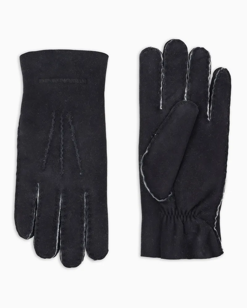 Emporio Armani Handschuhe aus Lamm-Shearling Schwarz