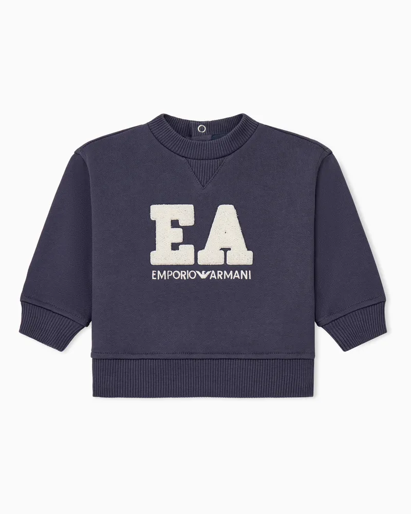 Emporio Armani Regular Fit Kindersweatshirt aus Baumwollfleece mit Logo Blau