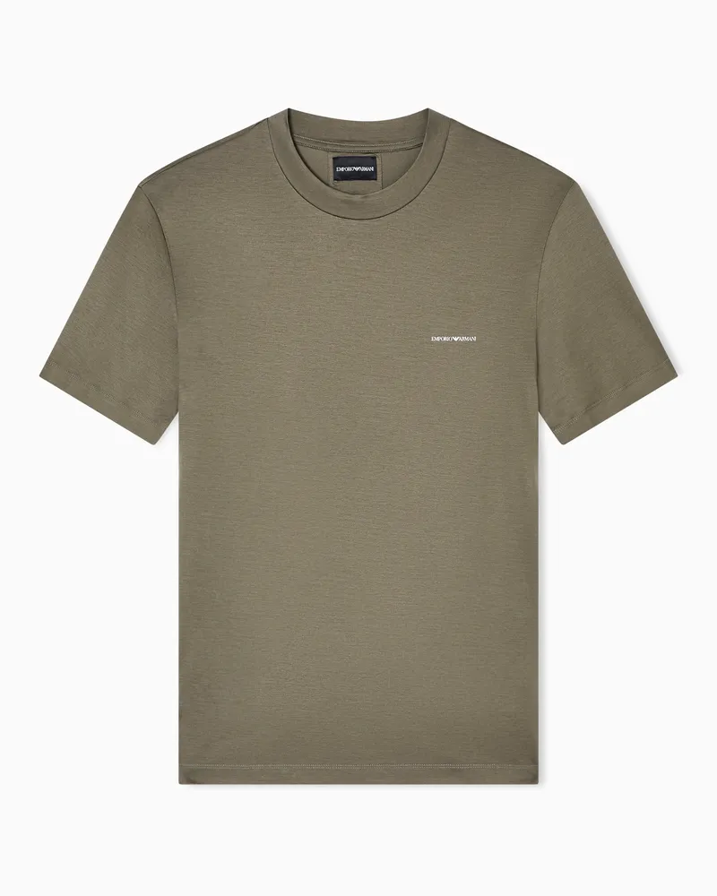 Emporio Armani ASV T-Shirt aus einer Lyocell-Jersey-Mischung mit kleinem Logo-Schriftzug Grün