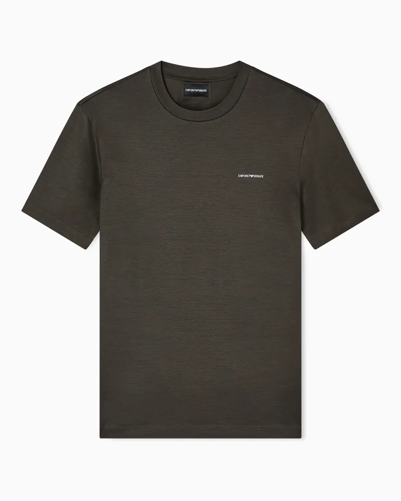 Emporio Armani ASV T-Shirt aus einer Lyocell-Jersey-Mischung mit kleinem Logo-Schriftzug Grün