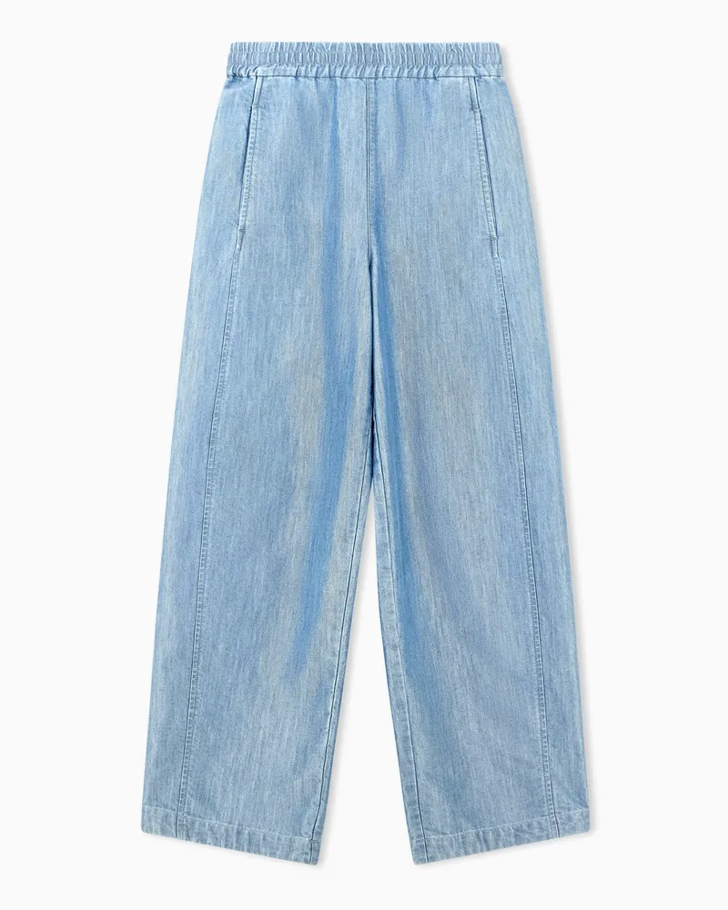Emporio Armani Weite Denim-Hose mit elastischem Bund und Seitentaschen Blau